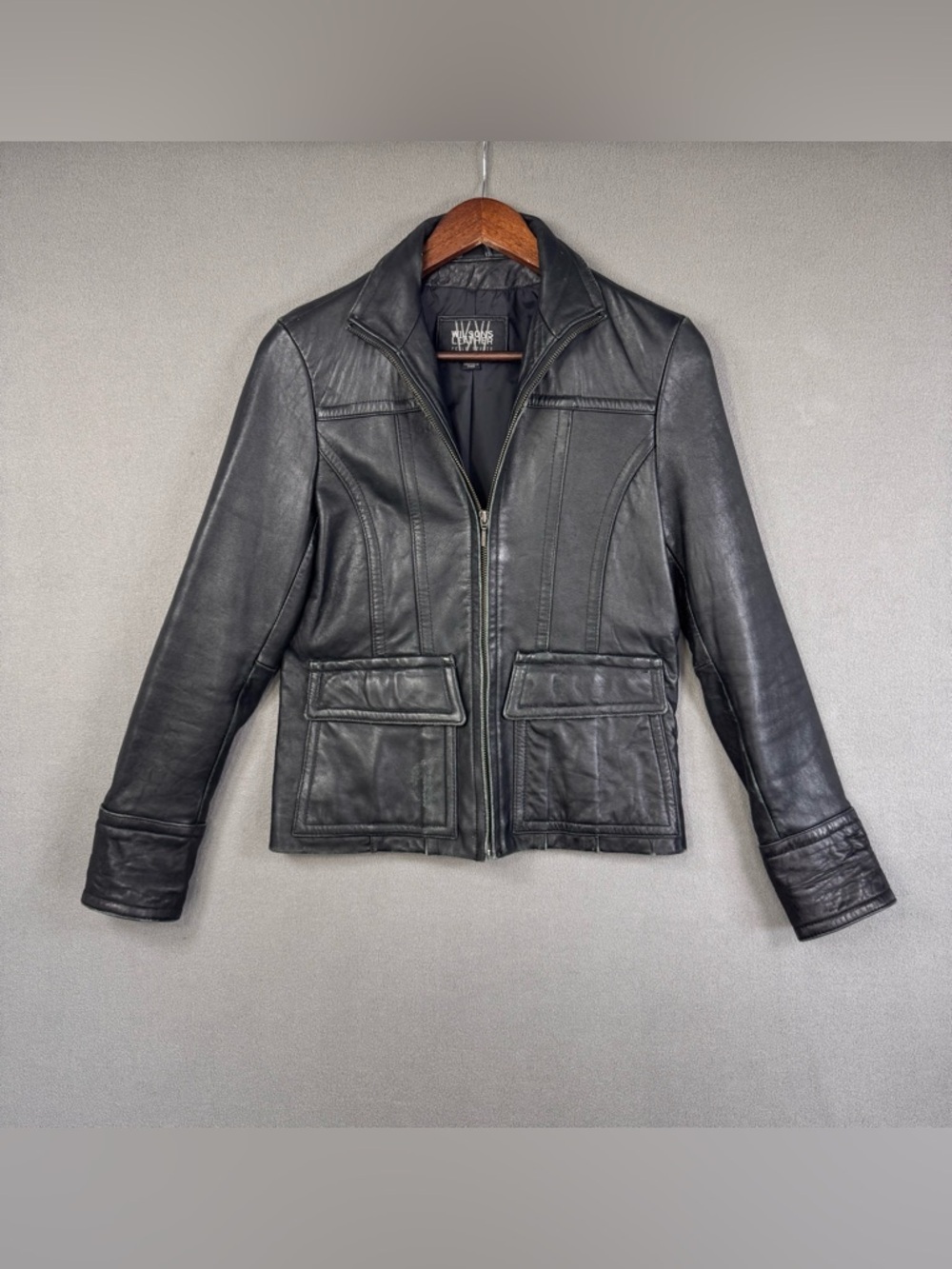 VINTAGE 90’s Wilsons Leather Moto Style, Genuine Leather Jacket,Flap Pockets, S
